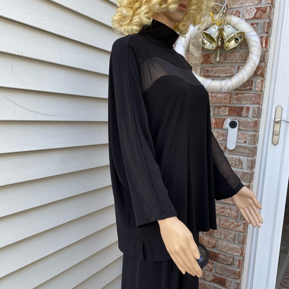 ANNE KLEIN WOMAN OVERSIZED LONG SLEEVE BLACK SHEER LINED BLOUSE 2XL NWT - Picture 7 of 15